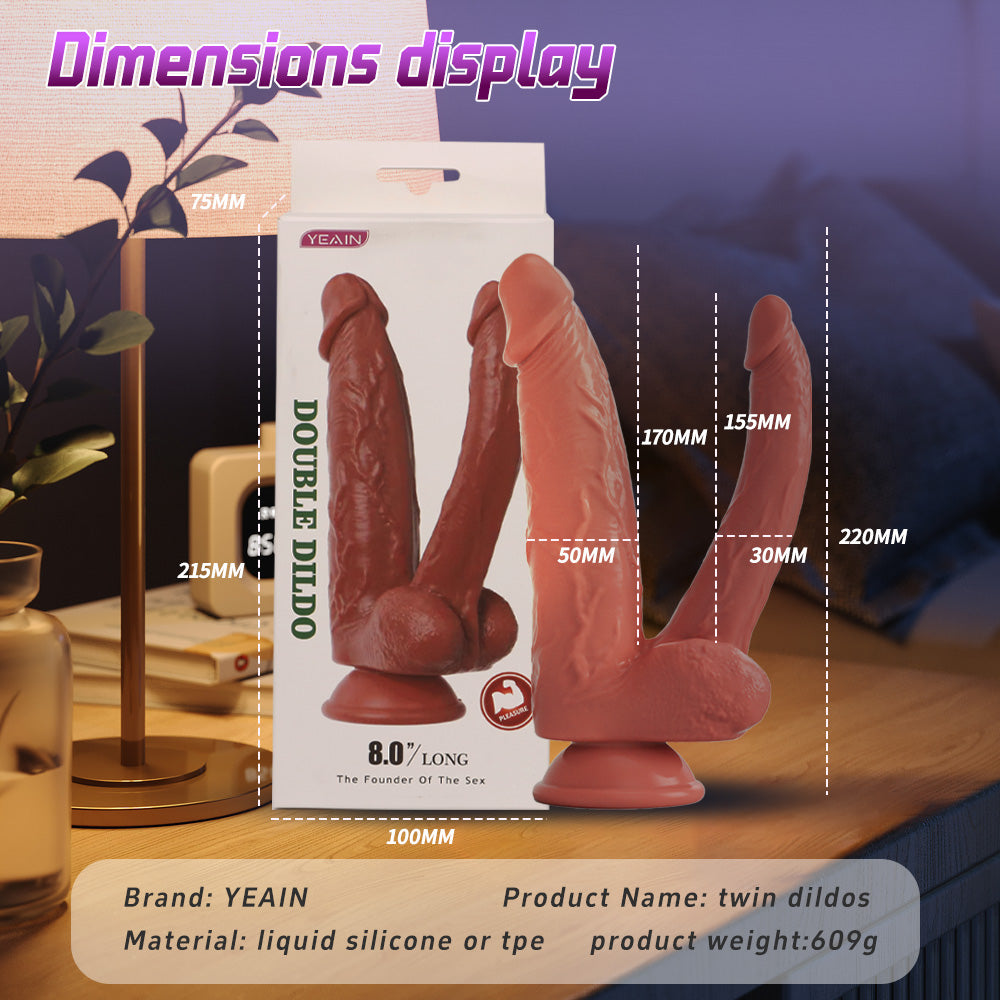 8.66" Double Headed Realistic Huge Dildo For Lesbian