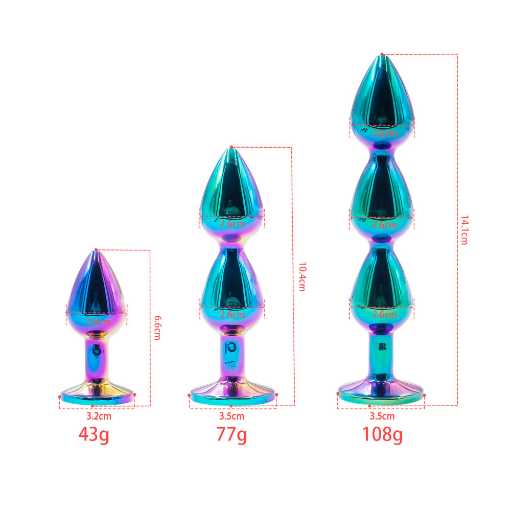 Rainbow Stainless Steel Anal Plug Set – 3 Size Training Kit (S/M/L)