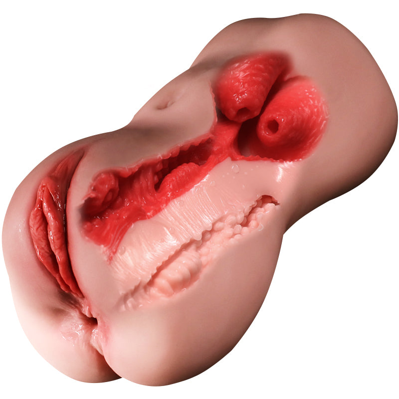 2 in 1 Masturbator Realistic Texture Vibrating Artificial Vagina