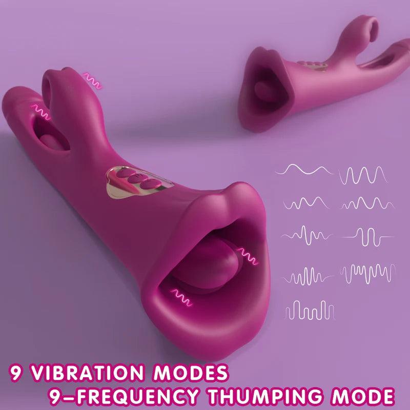 3 in 1 Rabbit-Vibrator mit Leckzunge und Schlagvibrator