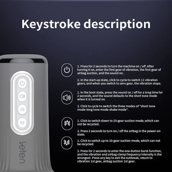 Leten 10-Frequency Vibration Suction Male Masturbator with Sound