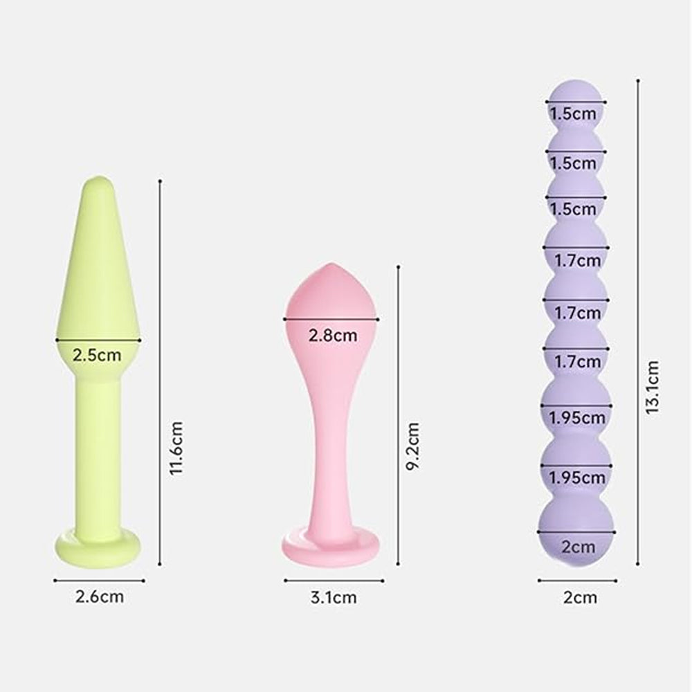 3 Pack Silicone Butt Plug Beads Waterproof Butt Plug Massager