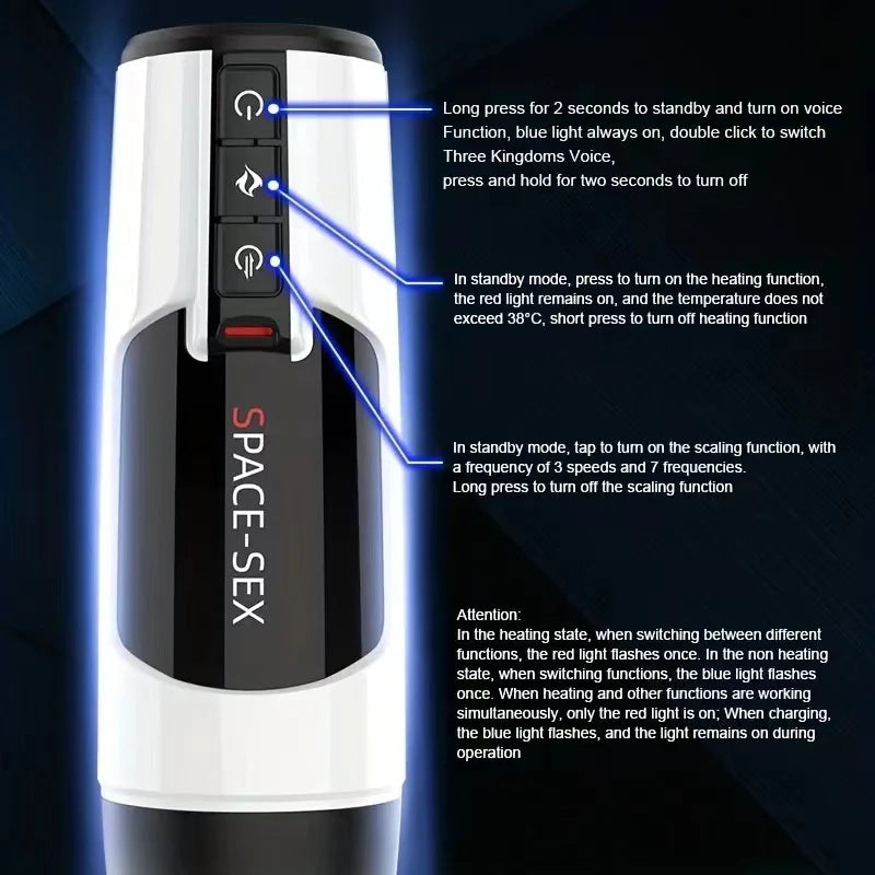 Automatic Thrust Masturbator with Heating and Deep Throat Suction