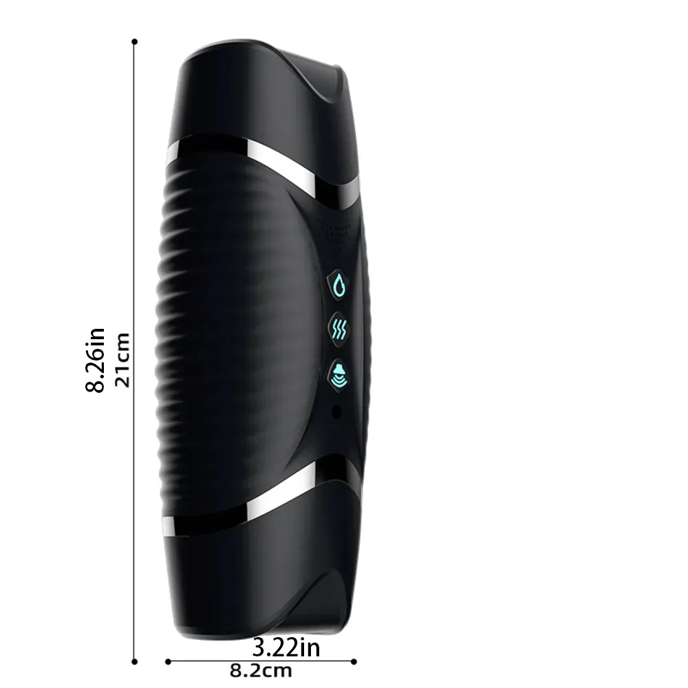 Realistic Double Head Male Masturbator Cup - Heated Sound Effect Oral Sex Toy