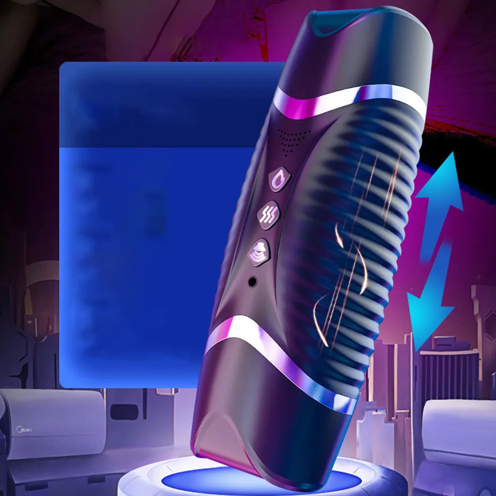 Realistic Double Head Male Masturbator Cup - Heated Sound Effect Oral Sex Toy