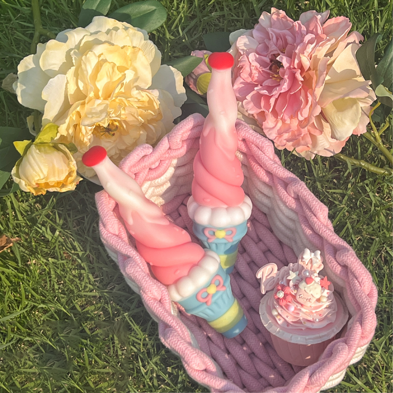 Sweet Spiral Ice Cream Dildo – Dual Density Silicone, Textured Insertable Toy