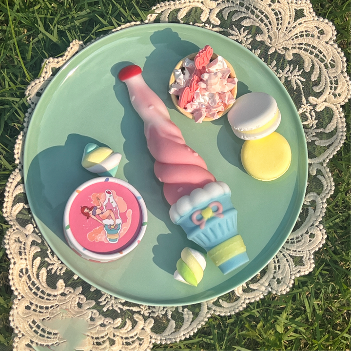 Sweet Spiral Ice Cream Dildo – Dual Density Silicone, Textured Insertable Toy