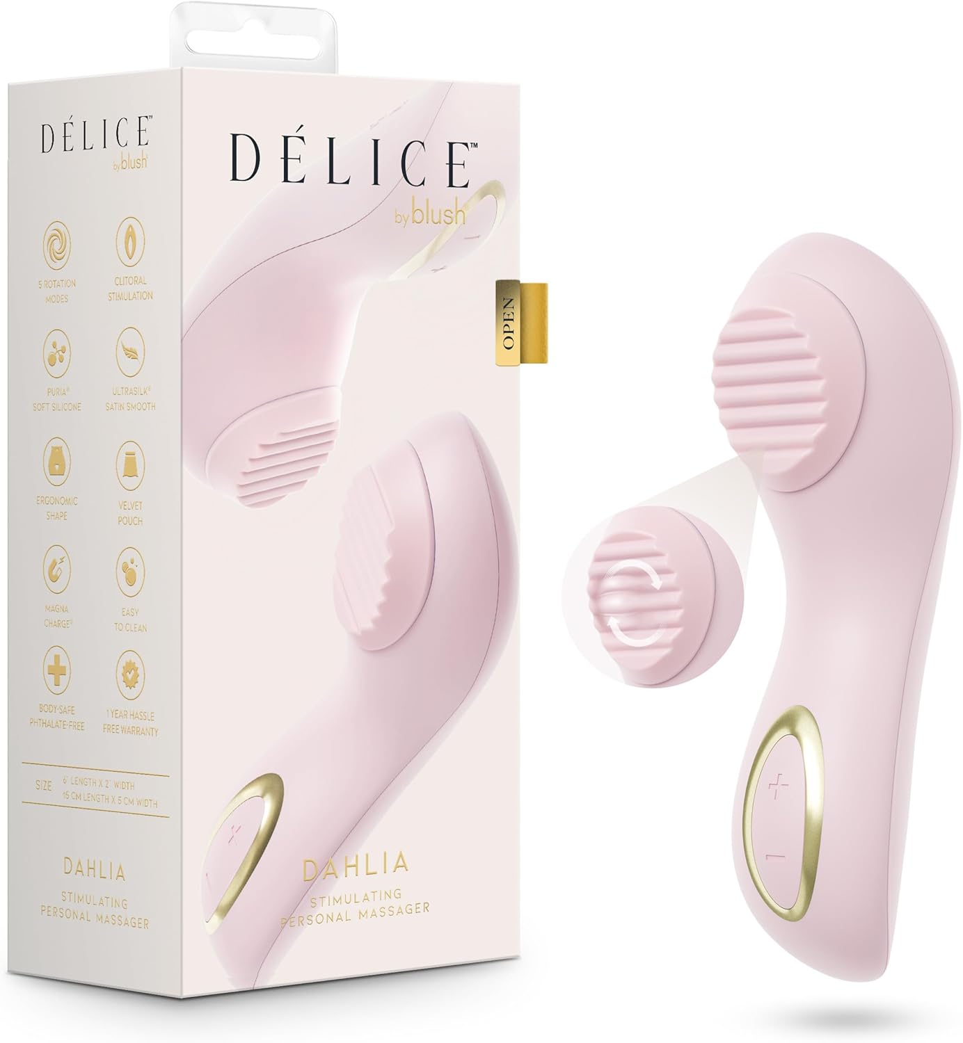 Blush Delice Rotating Pearl Vibrating Massager – Soft Silicone