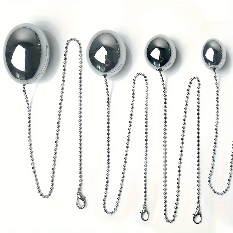Outdoor Wearable Stainless Steel Anal Plug with Chain – Oval Design