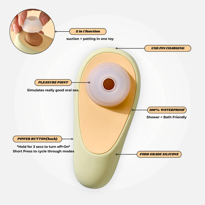 CUCUPIE Avocado 2.0 Dual Stimulation Suction & Tapping Massager