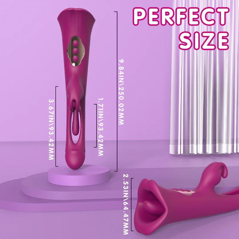 3 in 1 Rabbit-Vibrator mit Leckzunge und Schlagvibrator