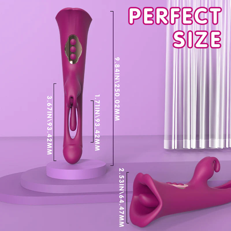 3 in 1 Rabbit Vibrator with Licking Tongue and Slapping Vibrator