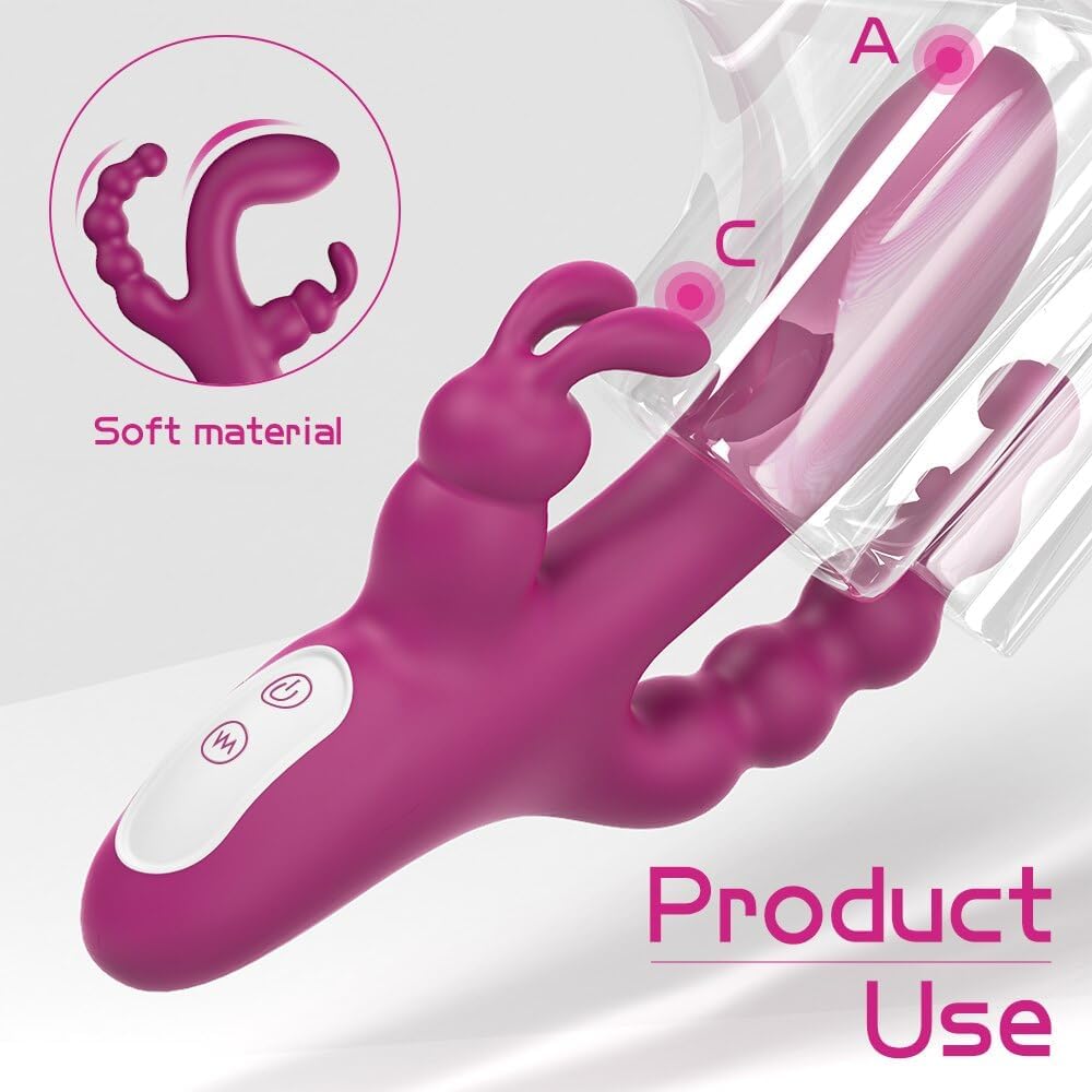 Dildo Rabbit Vibrator 3 in 1 Clitoral G Spot Tongue Licking Vibrator