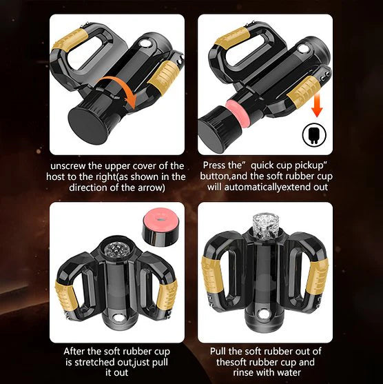 Double Handle Aircraft Cup Fully Automatic Retractable Rotating Male Masturbator