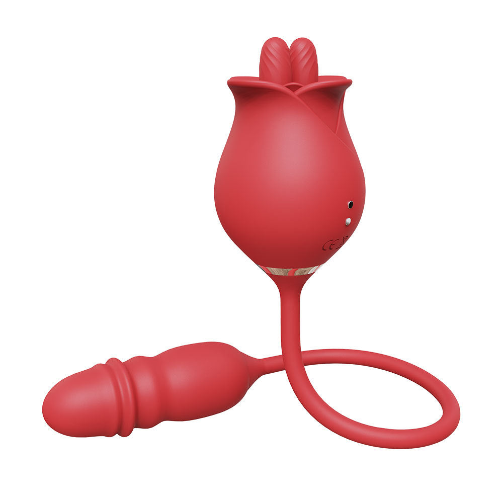 Misyo 3 in1 Dual Tongue Licking Stimulation Insertable Rose Toy