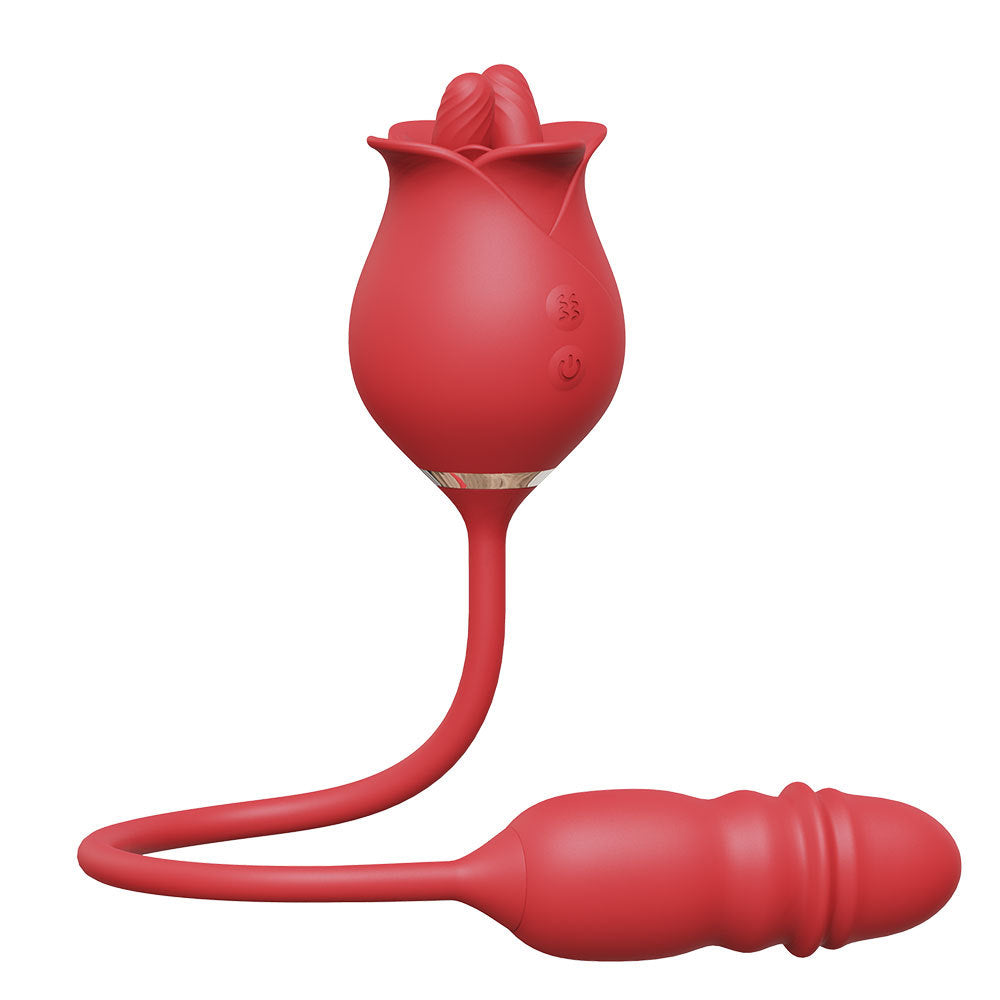 Misyo 3 in1 Dual Tongue Licking Stimulation Insertable Rose Toy