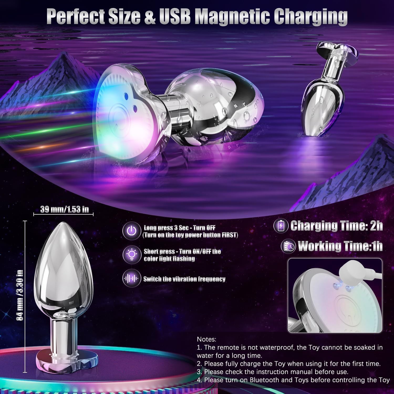 LED Heart Shape Vibrating Anal Plug