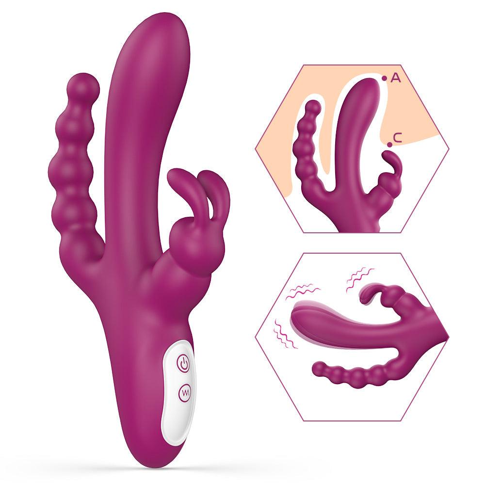 Dildo Rabbit Vibrator 3 in 1 Klitoris G-Punkt Zungenleckvibrator