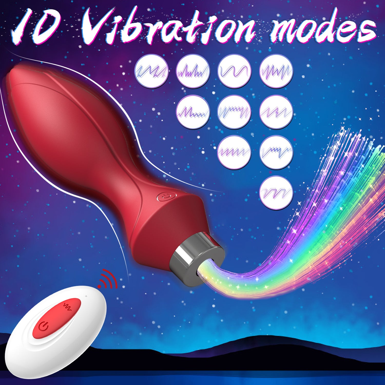 Light Up Butt Plug Vibrator with 10 Vibrations