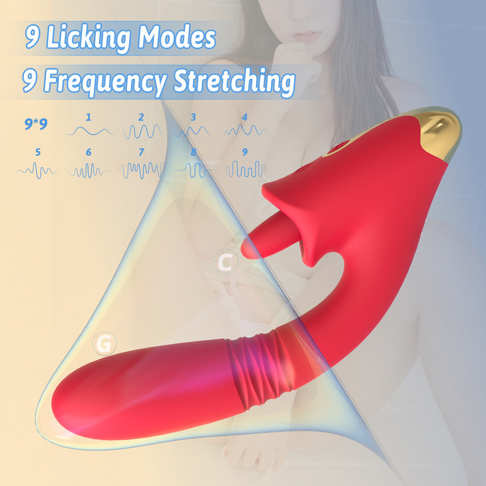 Telescopic Vibrator with Tongue - G-spot and Clitoral Vibrator