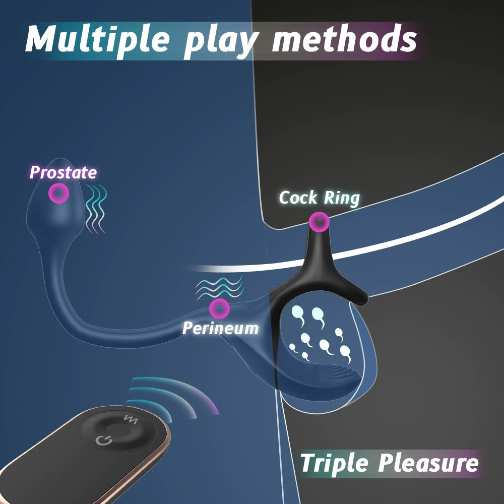 Remote Control Prostate Massager  Male Masturbator With Penis Ring