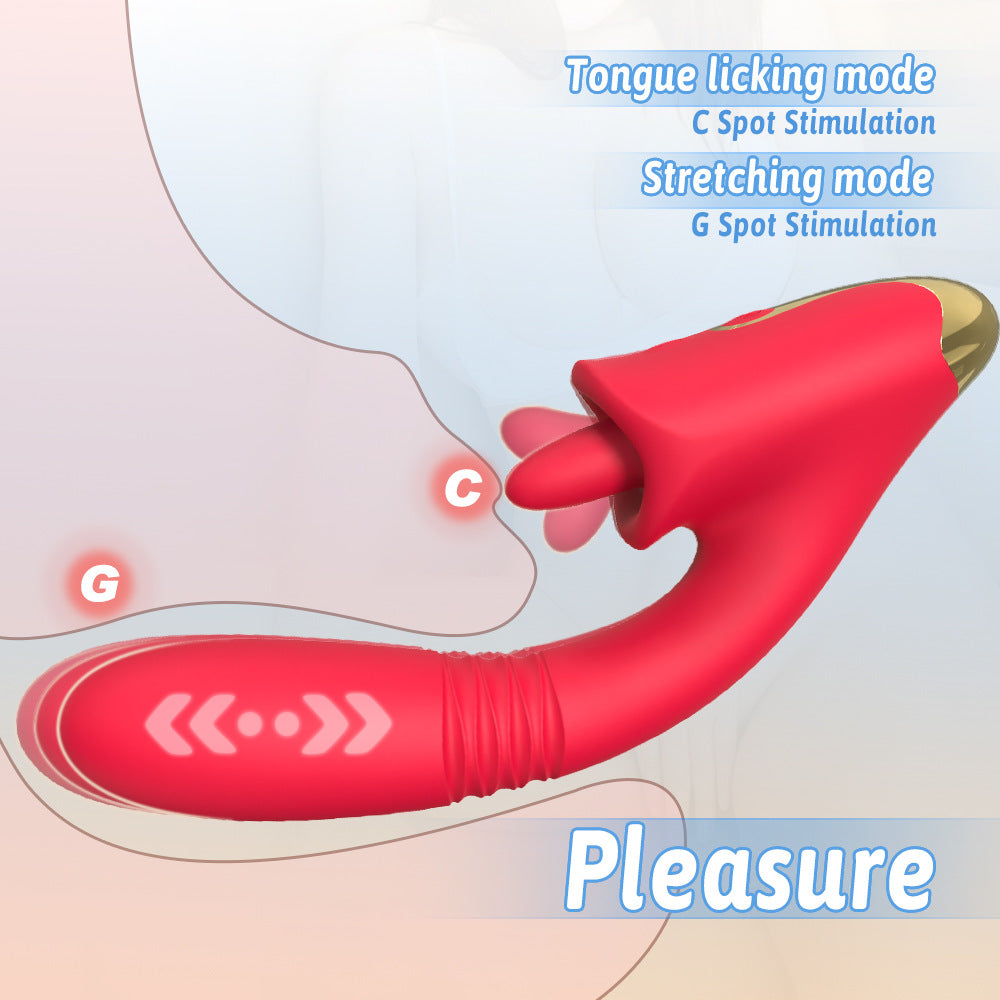 Telescopic Vibrator with Tongue - G-spot and Clitoral Vibrator