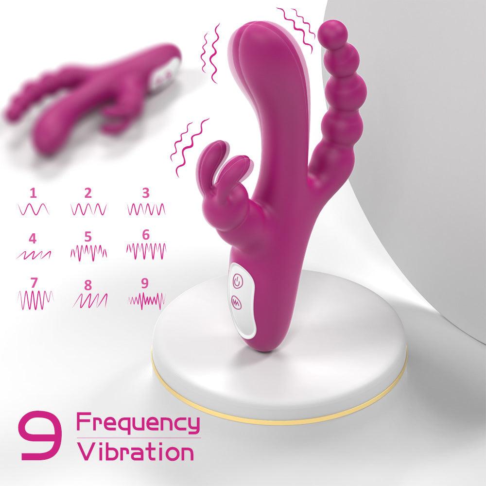 Dildo Rabbit Vibrator 3 in 1 Klitoris G-Punkt Zungenleckvibrator