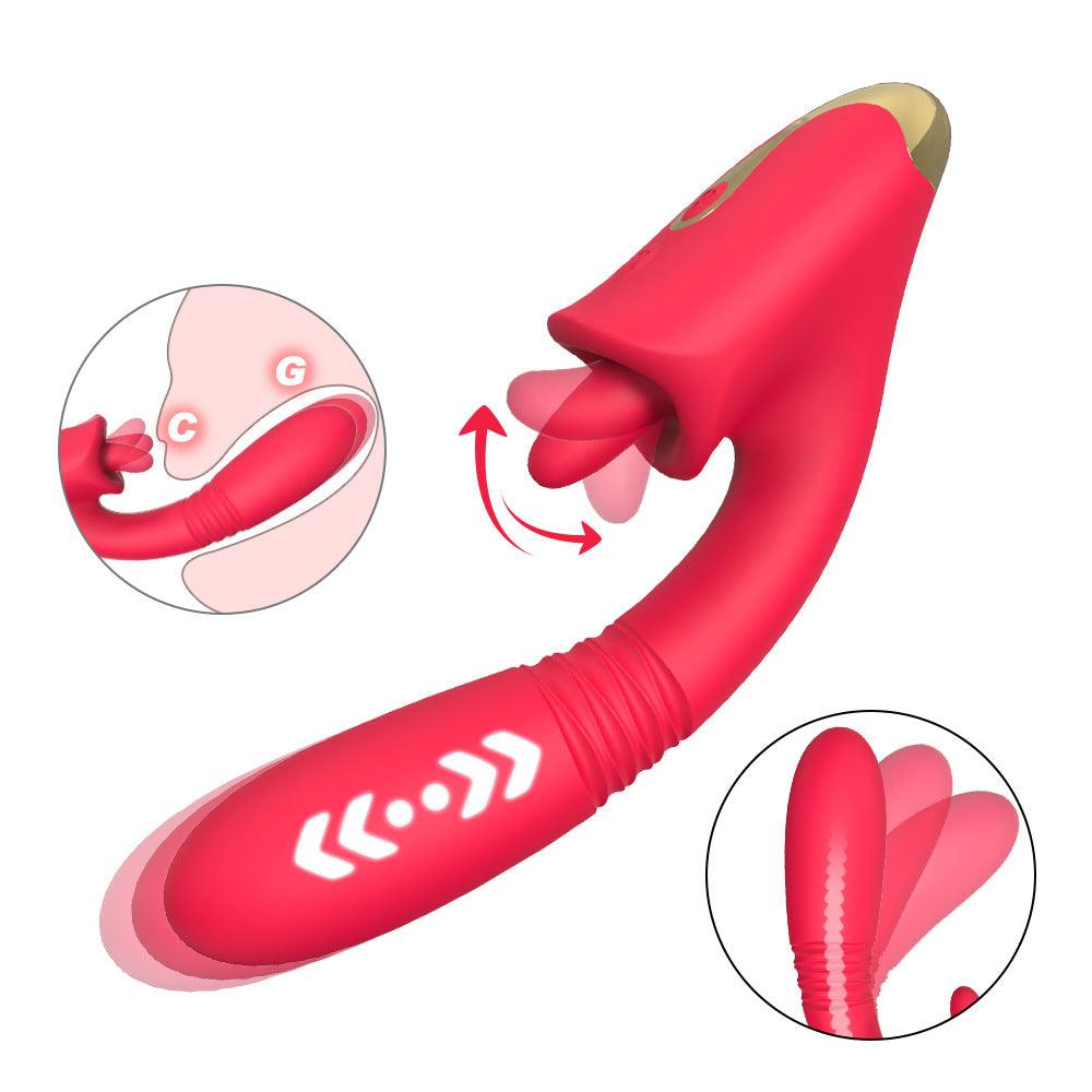 Teleskopvibrator mit Zunge - G-Punkt- und Klitorisvibrator