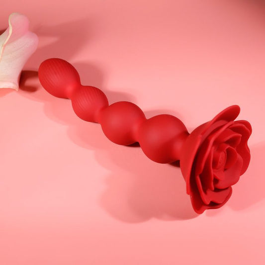 Rose Remote Control Rotating Beads Butt Plug Vibrator