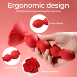 Rose Remote Control Rotating Beads Butt Plug Vibrator