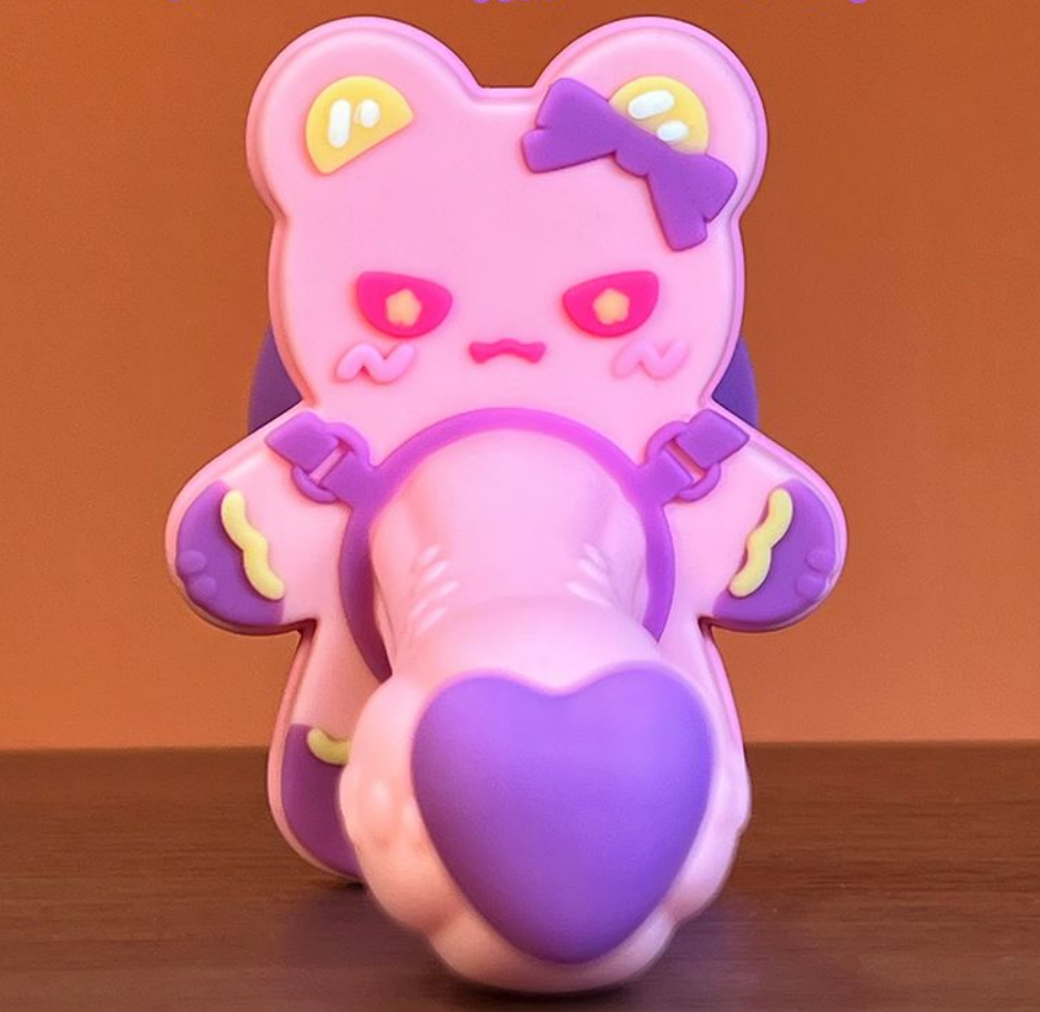 Gummy Queen Bear Curved Silicone Dildo – Dual Density Design
