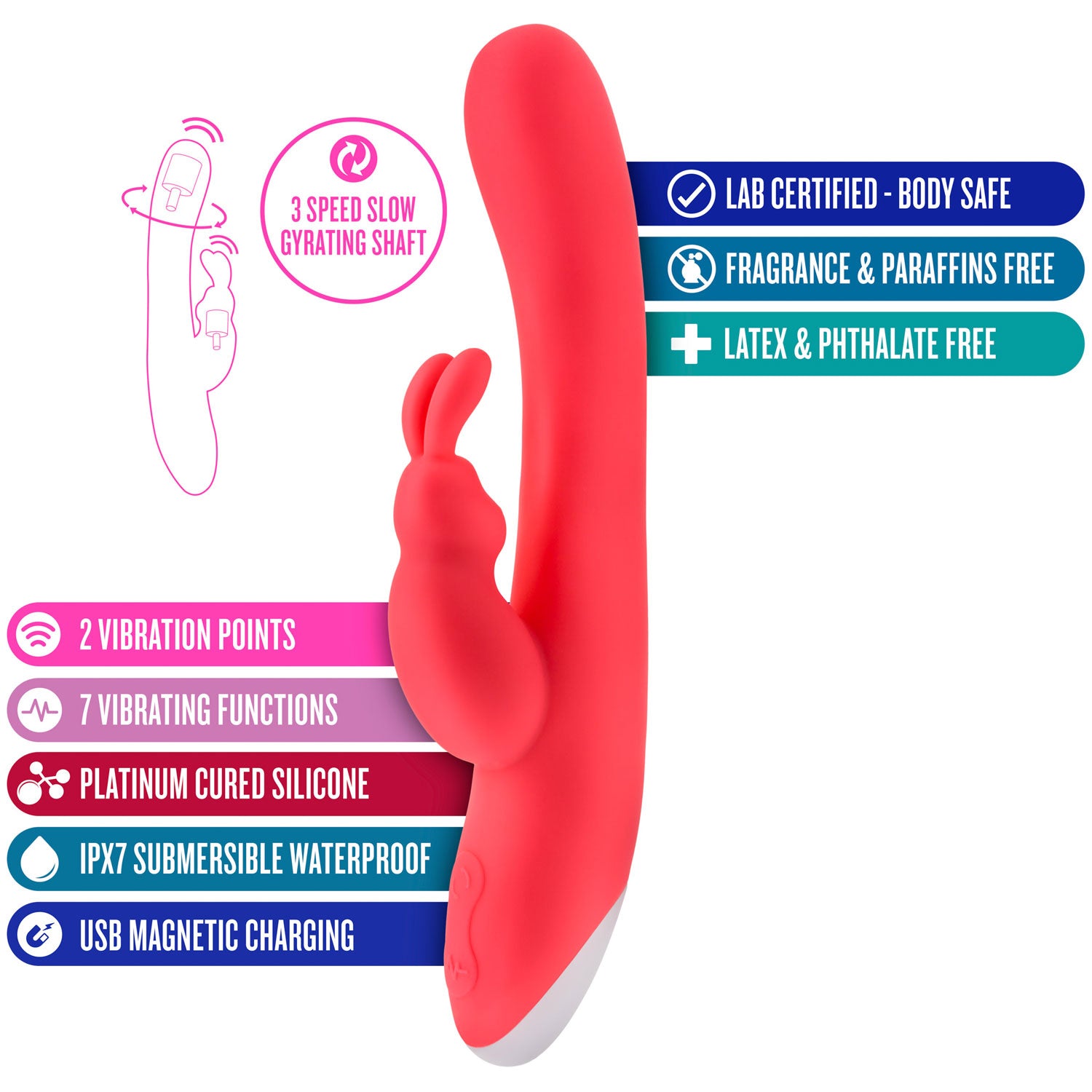 BLUSH Rave Rabbit Female Double Head Vibrating Massage Stick