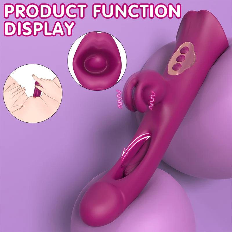 3 in 1 Rabbit-Vibrator mit Leckzunge und Schlagvibrator