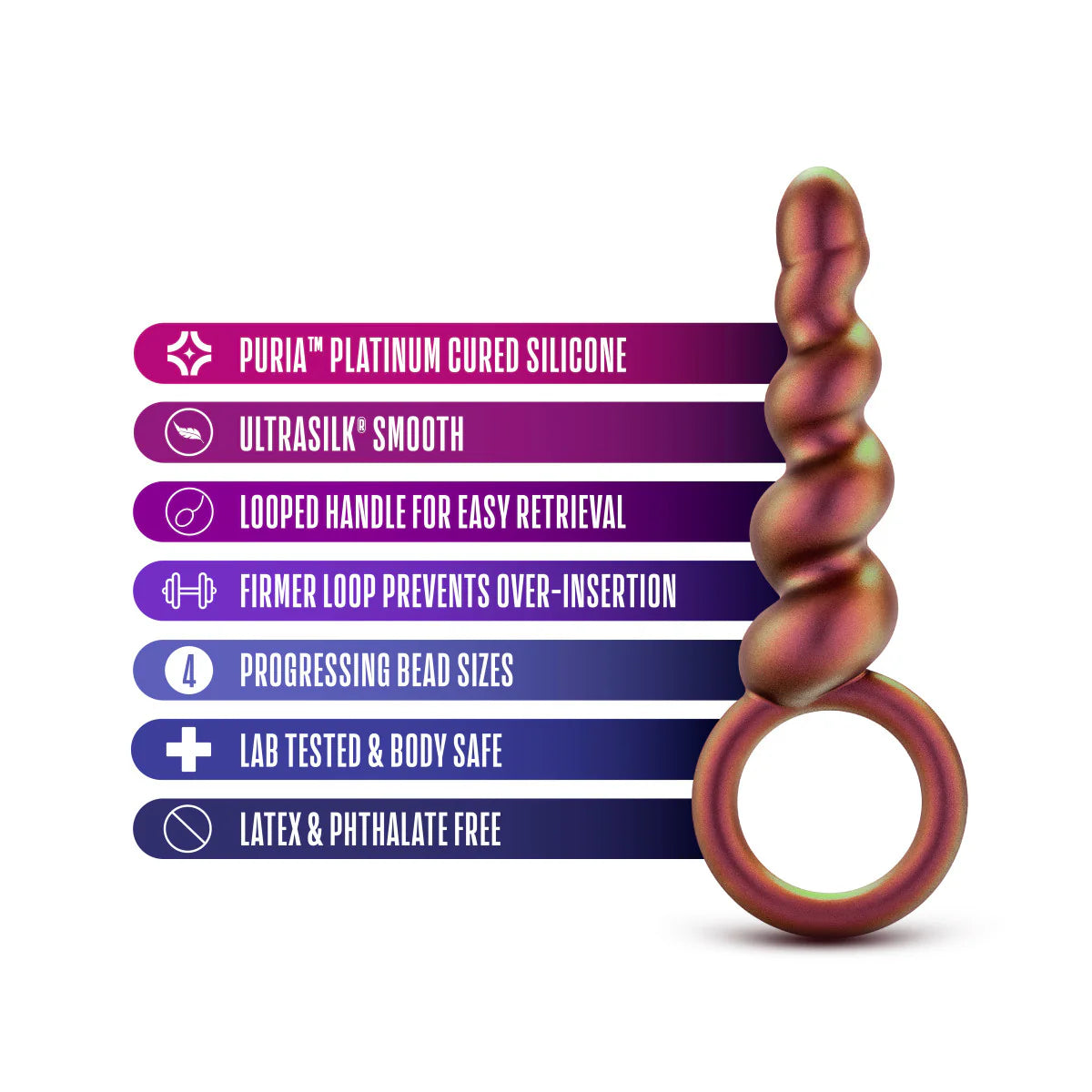 Blush 5.25 Inch Butt Plug Spiral Ring Copper