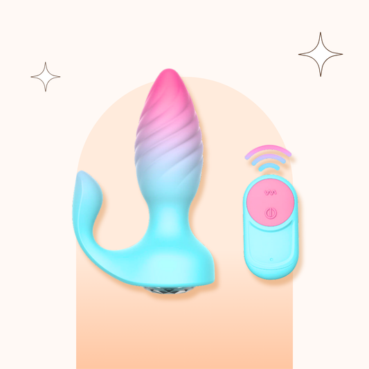 Gradient Color Vibrating Wireless Remote Control Jewel Anal Plug