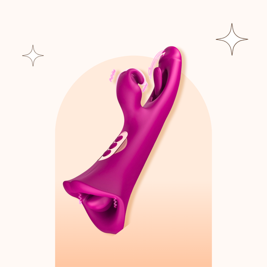 3 in 1 Rabbit Vibrator with Licking Tongue and Slapping Vibrator