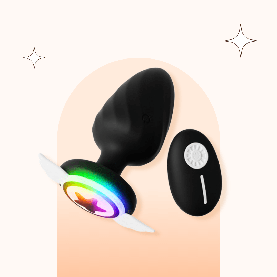 Butterfly Butt Plug Remote Control, LED Sync & Body-Safe Silicone LuxZena Butterfly Butt Plug Remote Control, LED Sync & Body-Safe Silicone LuxZena